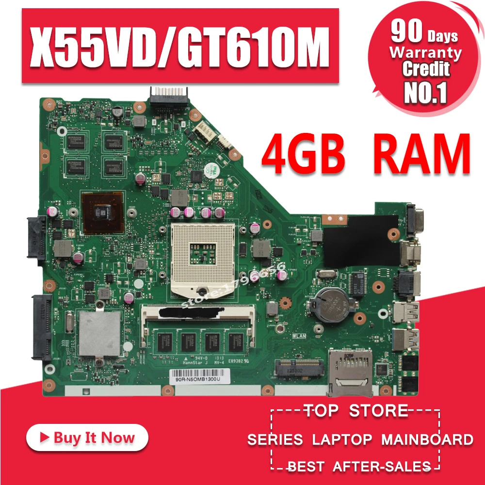 Дешево Материнская плата для ноутбука X55VD GT610M 4 Гб ОЗУ REV2.1 2,2 для ASUS X55V X55VD тестовая материнская плата X55VD тест материнской платы 100% ОК