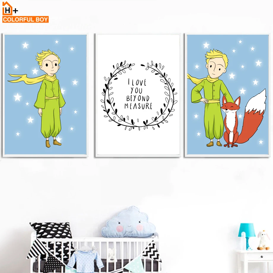 

Little Prince Fox Quotes Wall Art Canvas Painting Nordic Posters And Prints Cartoon Pop Art Wall Pictures Baby Kids Room Decor