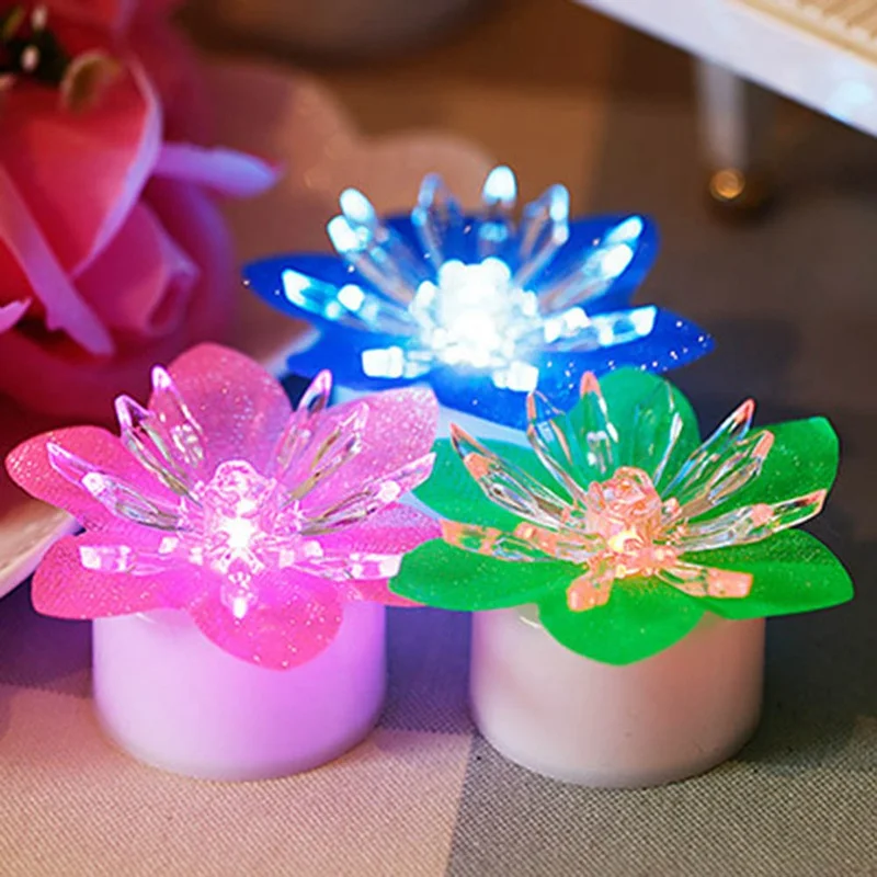 Electronic Colorful Plastic Lotus Lamp Random Color Changing LED Lotus