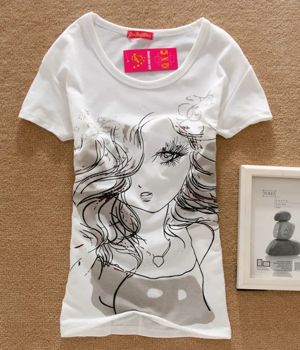 5 шт./партия,, летняя футболка, Высококачественная Женская хлопковая футболка с короткими рукавами и принтом, топы, футболки, 11 моделей на выбор