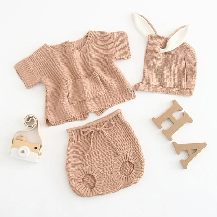de malha + shorts roupas do bebê