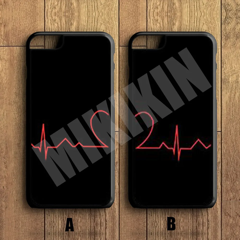 MIKIKIN Matching Heart Cardiogram black Couple Cell Phone Case For