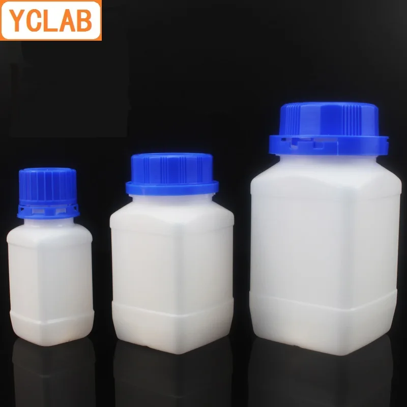 YCLAB 1000 мл Квадратная бутылка для отбора проб HDPE пластик 1Л с синим колпачком