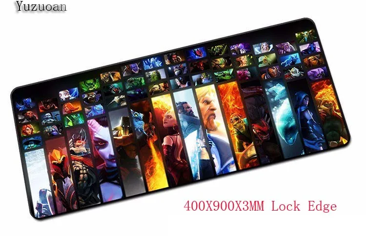 Игровой большой коврик для мыши Yuzuoan 400*900*3 мм DOTA 2 из натуральной резины игровой