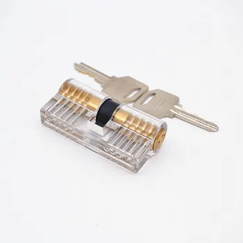 

Lock Pick Set Acrylic Transparent Visible Practice Cutaway Lock with 2 Keys Padlock Tool For Locksmith Supplier 70mm