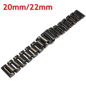 

20/22mm Black Solid Link Wrist Band For Wish Watch Bracelet Push Button Men Stainless Steel Butterfly Buckle Strap GD0146