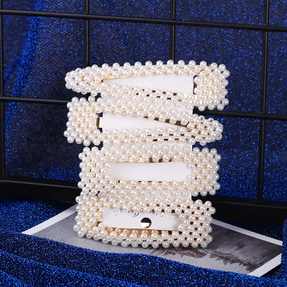 1 Set Korea Fashion Solid Pearl Hair Clips for Women Hair Barrette Hairpins Trendy Handmade Hair Styling Accessories Nice Gifts