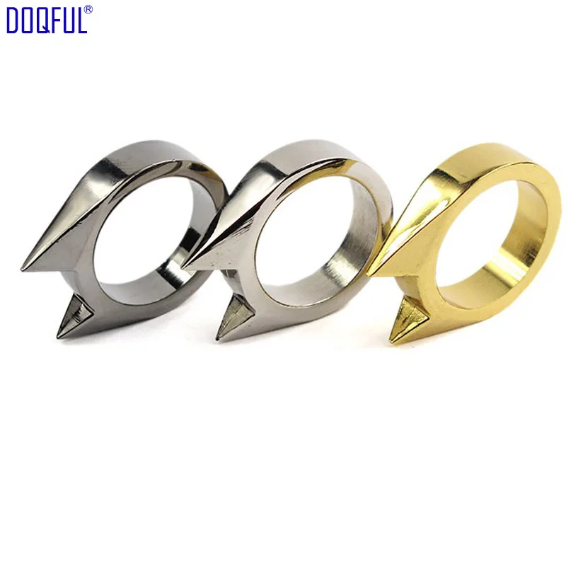 3X Women Lady Self Defense Finger Ring Safety Survival Tool Pendant Multifunction Outdoor Jewelry Stainless Steel Silver Black |