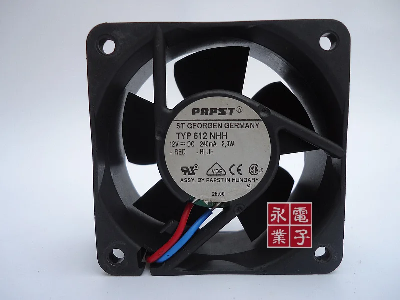 Оригинальный Papst 6 см 6025 12V 3 0 W/2 9 W 60*60*25 mmTYP 612 NHH двухпроводный Вентилятор