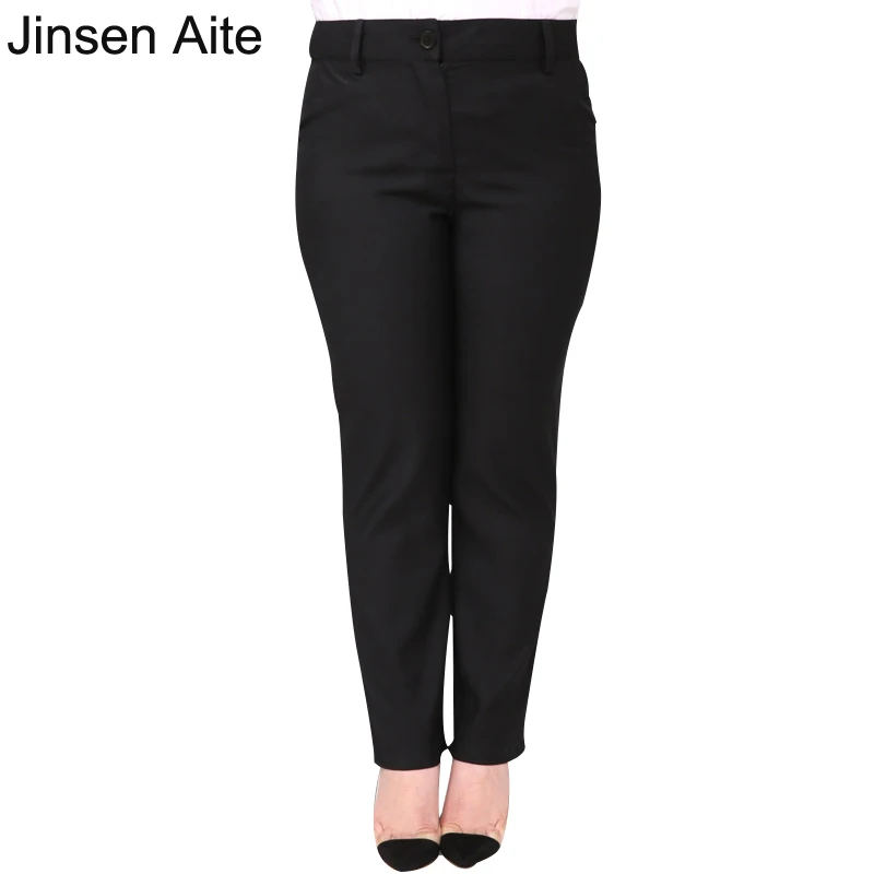 Jinsen Aite Autumn Spring Pants Women Full Length Black Plus Size