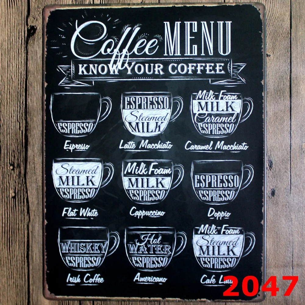 

Coffee Shop Decor Wall Sticker Large Metal Painting Coffee Menu Tin Signs Painting Big Wall Sticker 30X40CM PUB Decor