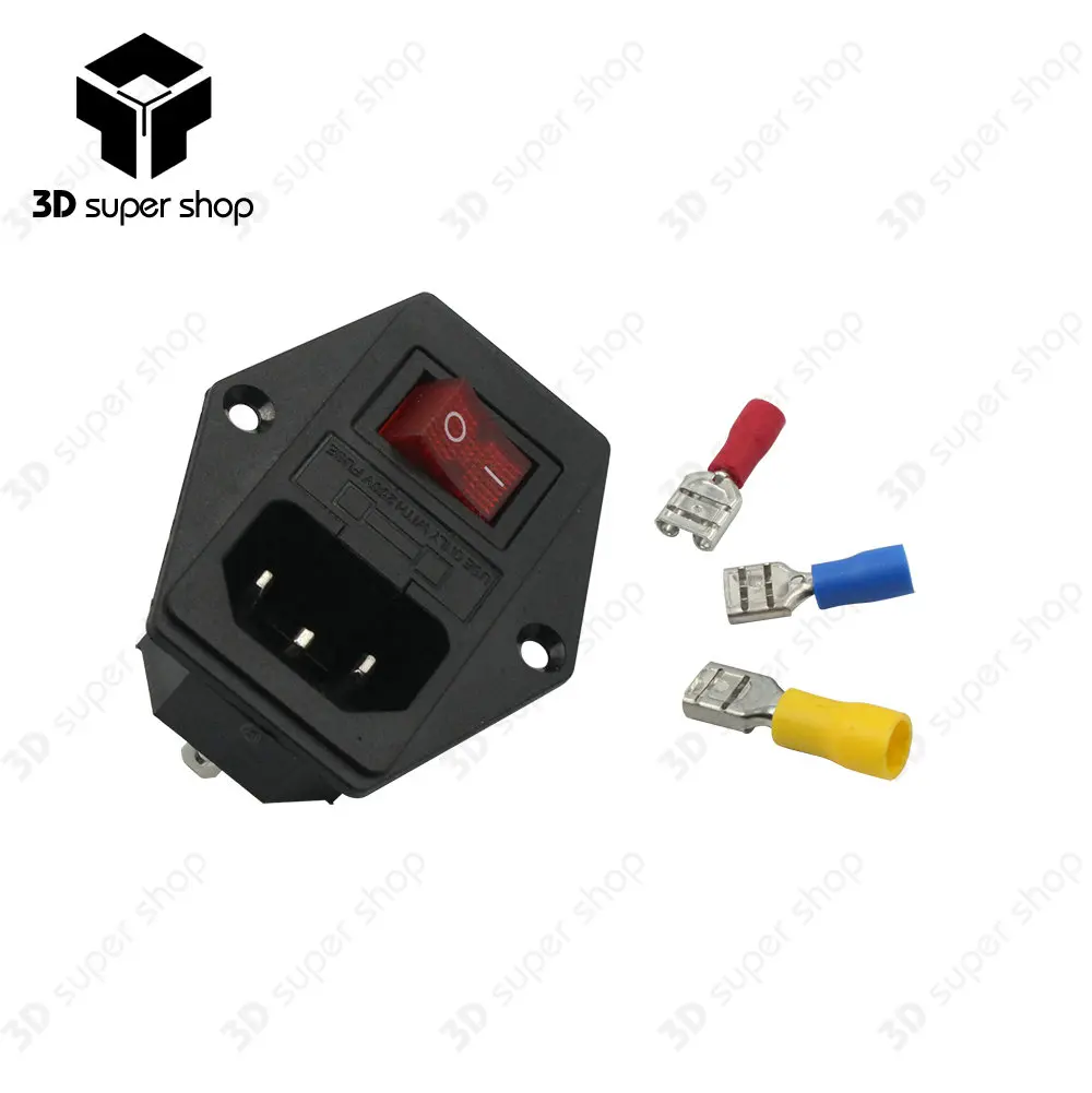 

3d printer accessories Rocker switch power connector plug power socket switch Voltage current 15 a 220 v / 110 v retailwholesale