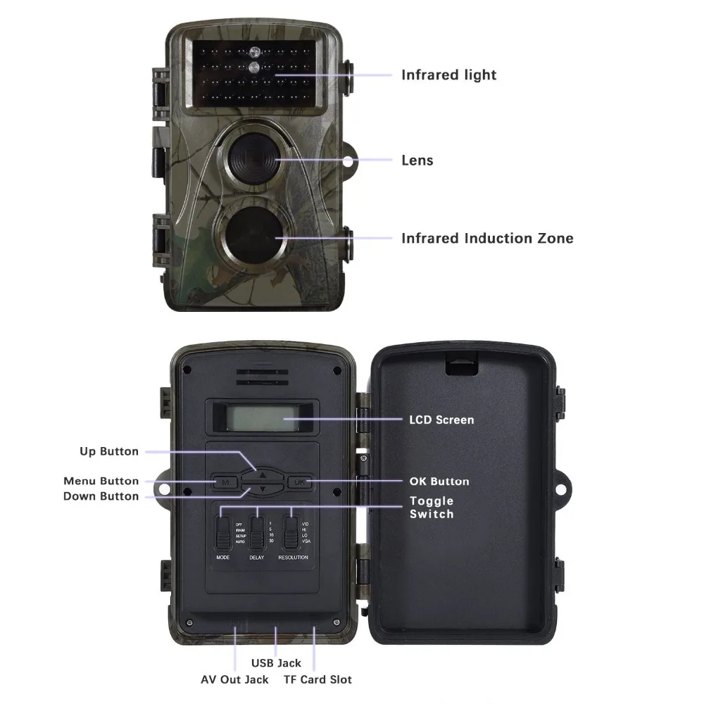 Time Lapse Trail Hunting Camera Wildlife Camera With 12 MP 1080P HD 65ft Infrared Night Vision 34pcs Scouting Camera Digital cam (96)