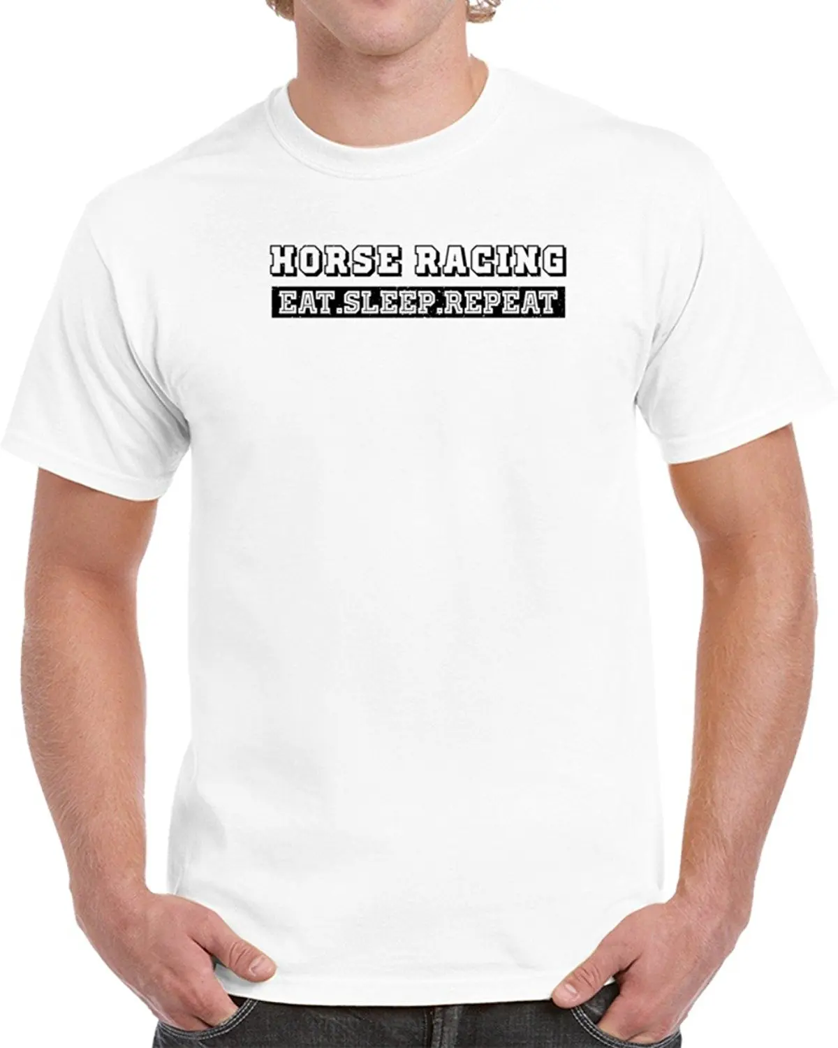 الحصان racinger أكل النوم كرر مضحك للجنسين الرجال ماركة shirtes clothihng أعلى جودة أزياء رجالي تي 100% ٪