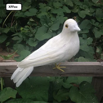 

NEW real life turned pigeon model foam&feather white dove bird doll about 25cm xf0066