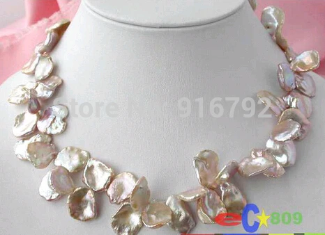 

(B0324) HUGE 17" FOLIAGE LAVENDER KESHI REBORN PEARL NECKLACE