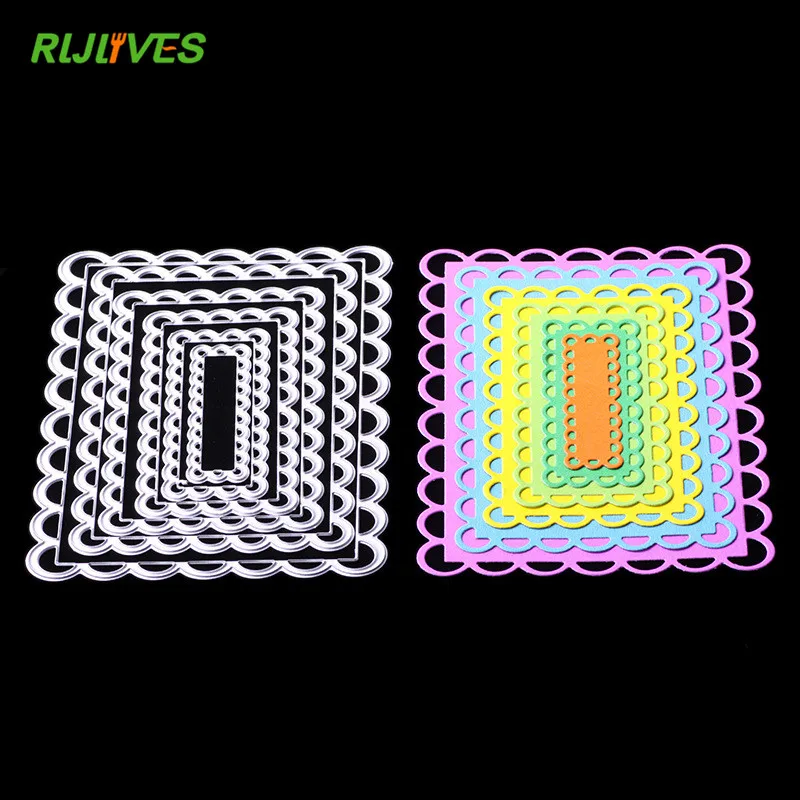 6Pcs/set Lace Rectangle Frames Cutting Dies Stencils For DIY