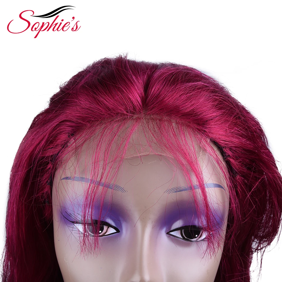 Sophie's 4*4 Lace Closure Human Hair Wigs Body Wave Human Hair Wigs For Women Lace Closure Human Hair Burgundy Color Non-Remy