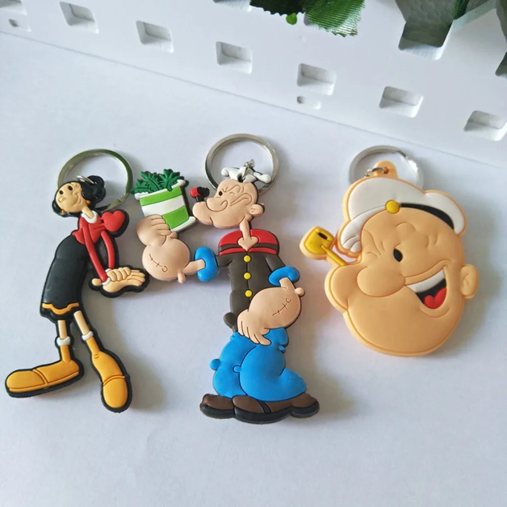 

Popeye sailor Cartoon PVC keychain Olive Oyl Bobbi cos fashion classic Anime silicona para llaves Bag Pendant Keyring Jewelry