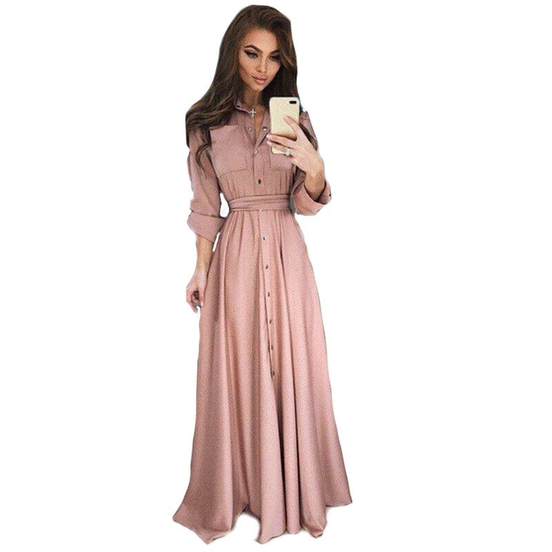 pink maxi dress casual