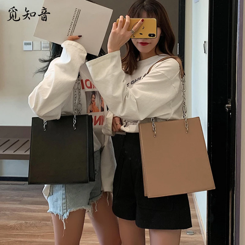 

2019 New Hot Sale Tote Chain Women's Bag European And American Tot Packets Shoulder Oblique Carry Ladies Handbag Pu Handbag
