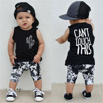 

2pcs Infant Newborn Baby Boy Sleeveless T-Shirt Tops+Shorts Pants Clothes Casual New Baby Boy Clothes Cactus Pattern Vest Pants