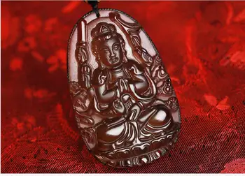 

Icy Obsidian Pendant Necklace Pendant thousand men Avalokiteshvara male and female rat natal Buddha.