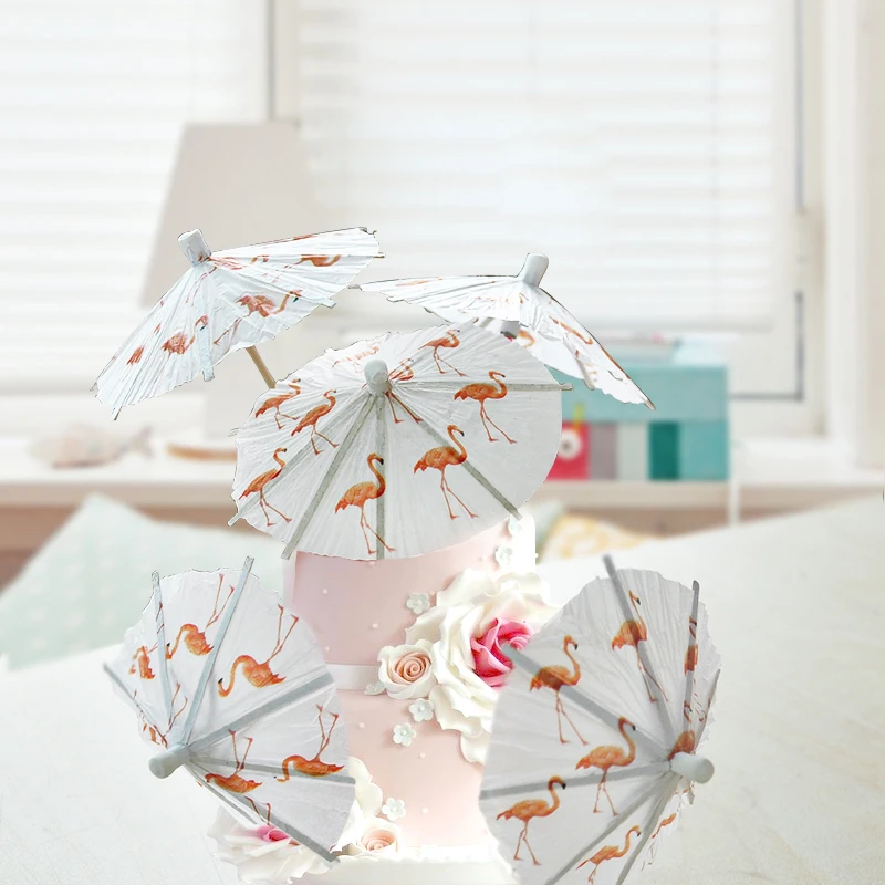 

20pcs Flamingo Umbrella picks DIY Cake Topper Fruit Toothpick Cocktail Hawaiian Beach Party Wedding Birthday Party Decoration
