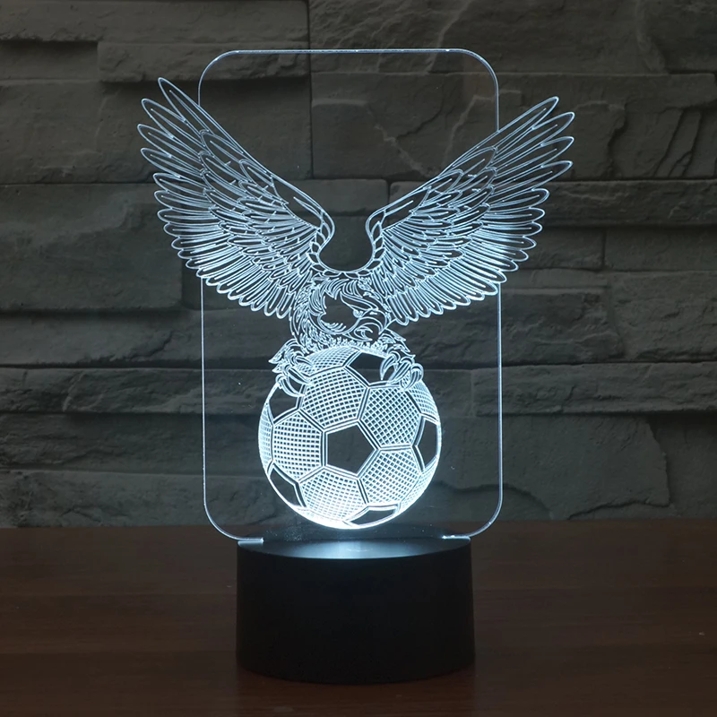 Футбол Орел 3D акрил Панель видимого света красочные led стерео Спальня Декоративные Ночник