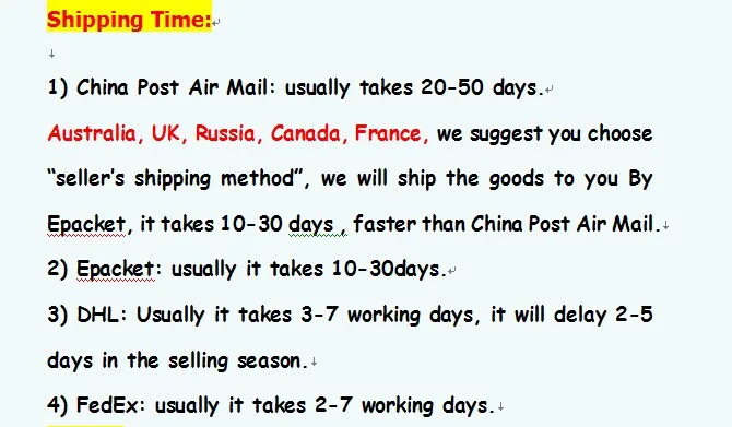Shipping time