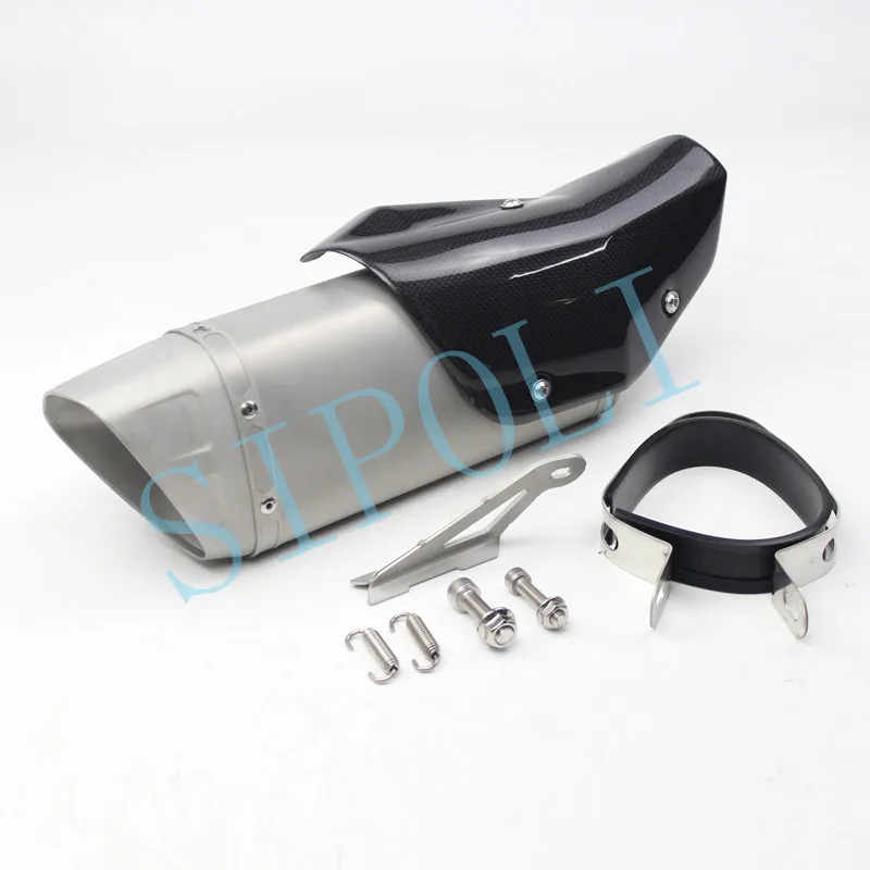 

Universal 51mm Motorcycle Exhaust Pipe Muffler Moto Escape With Carbon Fiber Cover For Yamaha R3 R6 TMAX500/530 Nmax155 AK01
