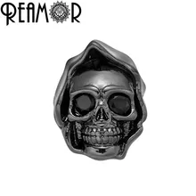 

REAMOR Micro Inlays Black Eyes Zirconia Death Skull Copper Beads DIY Beaded Bracelet Accessories Beads Plated Jewelry Beads 5pcs