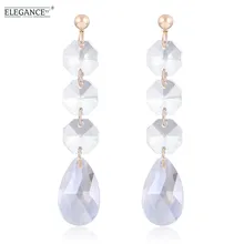 

Elegance Trendy Gold Color Crystal Dangle Earring Water Drop Zircon Drop Earrings Charming Wedding Brincos Women Pendientes