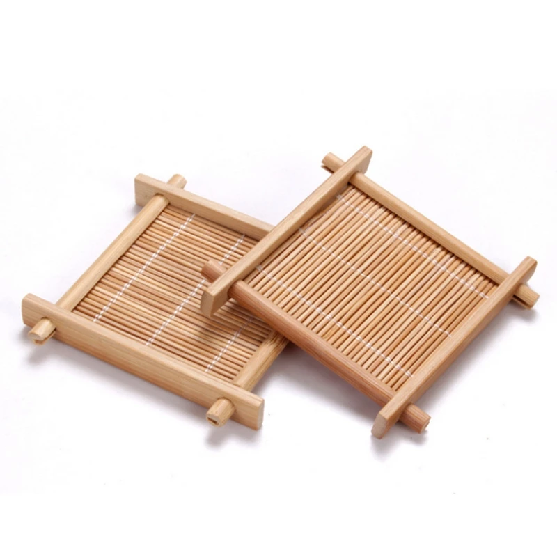 

Hot Sale 6pcs/Lot Bamboo Tea Cup Mat Wooden Coaster Tea Set Kitchen Accessories Placemat Cup Holder Dish Pot Pads Heat Insulat