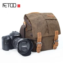 Bolso para cámara digital AETOO, portátil, pequeño, con correa oblicua, para fotografía, bolso para cámara digital, bolso de lona antisalpicaduras para hombre y mujer