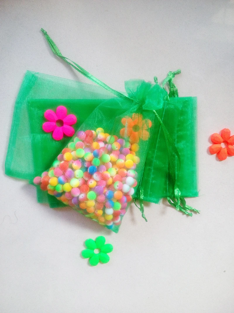 

3000pcs Grass green organza gift bags 17x23cm party bags for women event wed Drawstring bag Jewelry Display Bag diy accessories