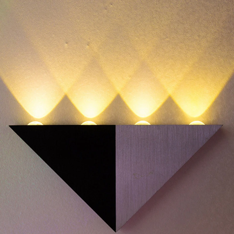 

4w(4*1w) Modern Triangle Designed LED Wall Sconce Lighting Indoor Light Fixture Bulb Lamp High Power for Bedroom Porch Bathroom