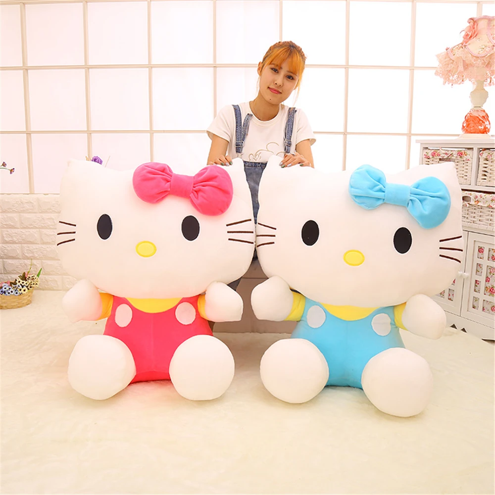 20 см-80 см Высокое качество Кристалл супер мягкий милый hello kitty кукла-плюшевый Кот розовый синий KT кошка детская игрушка девочка подарок на день рождения