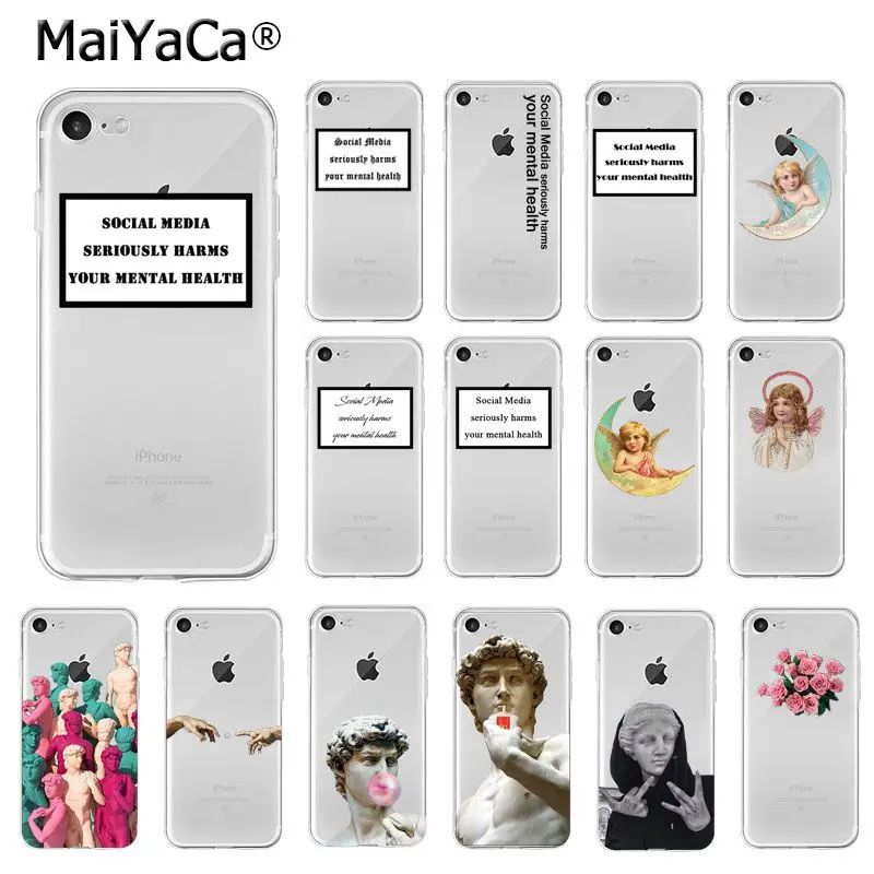 

MaiYaCa Social Media plaster Sculpture David Little Angels TPU Soft Phone Case for iPhone 8 7 6 6S Plus X XS MAX 5 5S SE XR