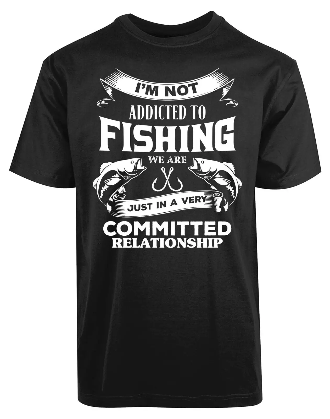 Committed Funny Fishing Shirt Fisherman Dad Gift tshirt Fish New Novelty TShirt | Мужская одежда