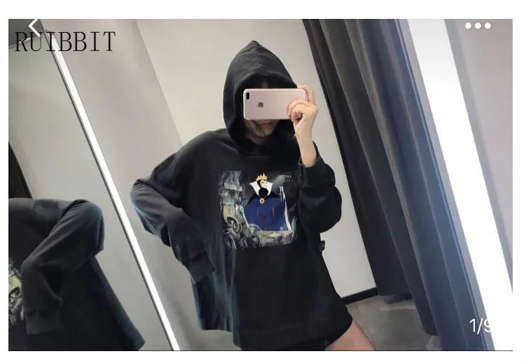 

New 2018 Autumn Winter Punk Harajuku Casual Coat black Pullover Loose Women Hoodies Sweatshirt Female cute tops plus size