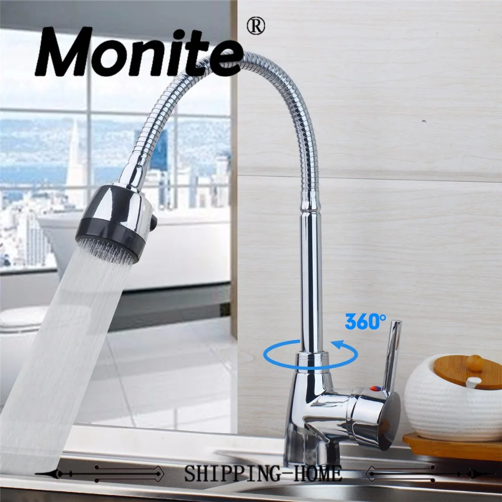 Flexible Chrome Brass Kitchen Faucet Swivel Spout Basin Sink Tap Deck