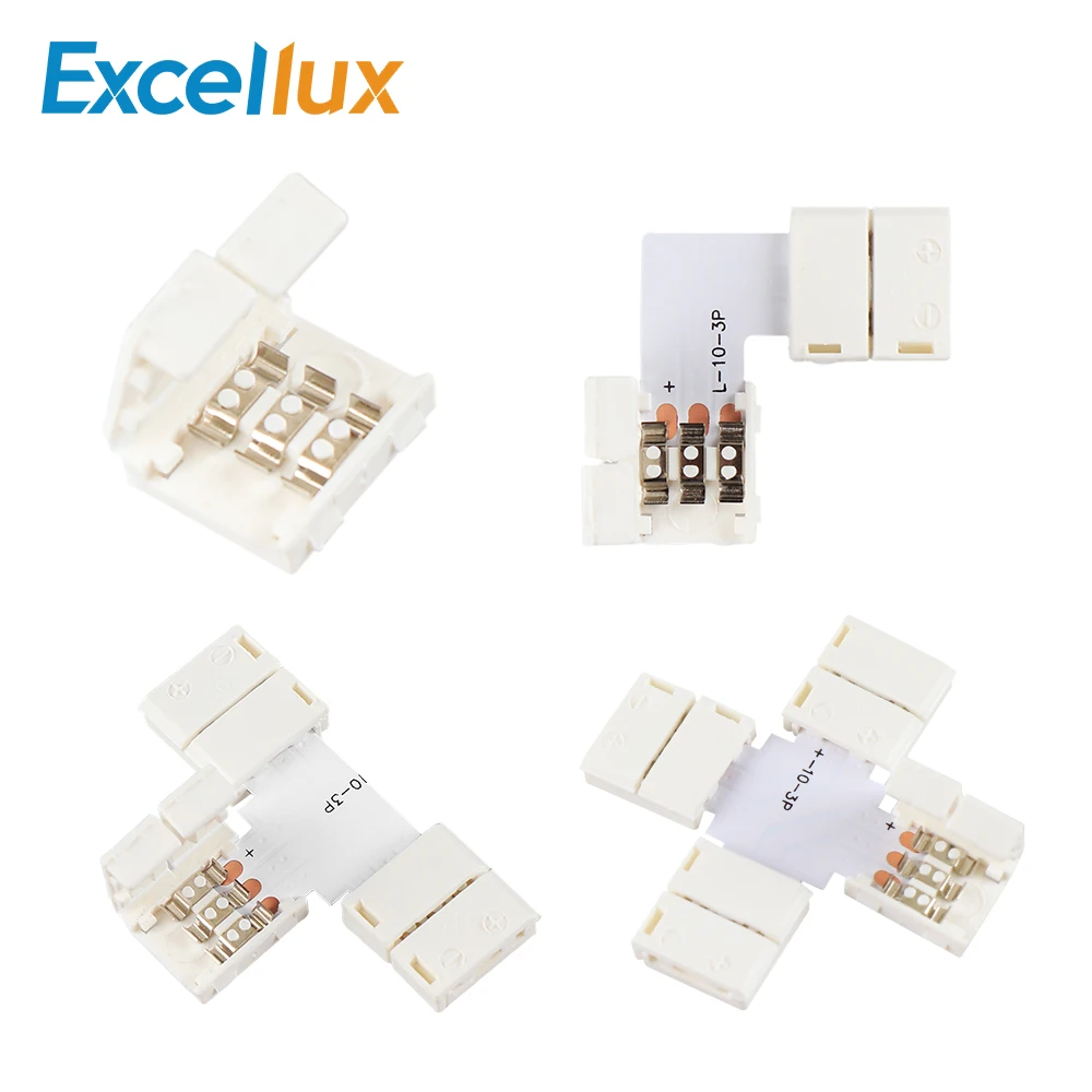 

LED Strip Connector Free Soldering 3PIN WS2812B WS2811 For Connecting Corner Right Angle 10MM For LED Strip Light 5pcs/lot
