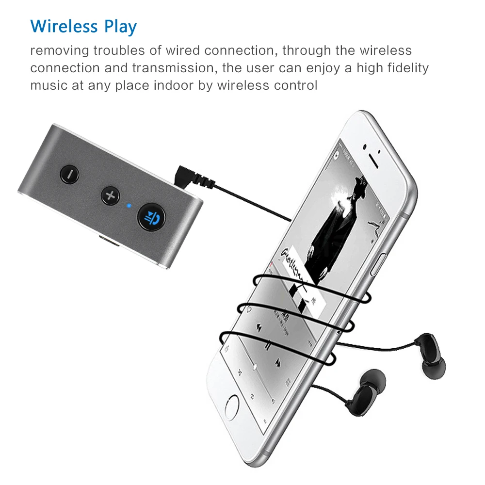  3.5mm Bluetooth 4.2 Receiver Rechargeable Music Audio Adapter Hands-free Car Kit AUX A2DP Receiver 
