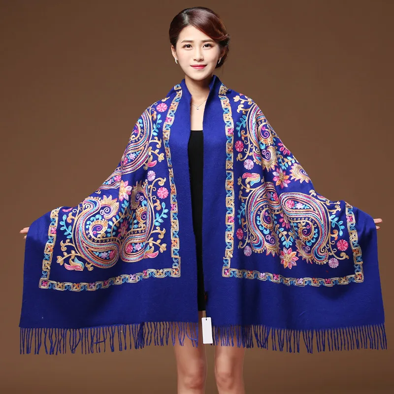 Шарф кашемировый утепленный широкий черный WS1217|cashmere scarf|tassel scarfscarf oversize |