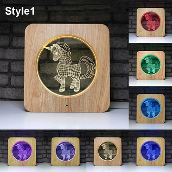 

Unicorn Novelty Wood Frame Acylic Night Light 2019 New USB Supply Bedroom Lamp Soft Light Birthday Gifts LED Lights Night Lamp