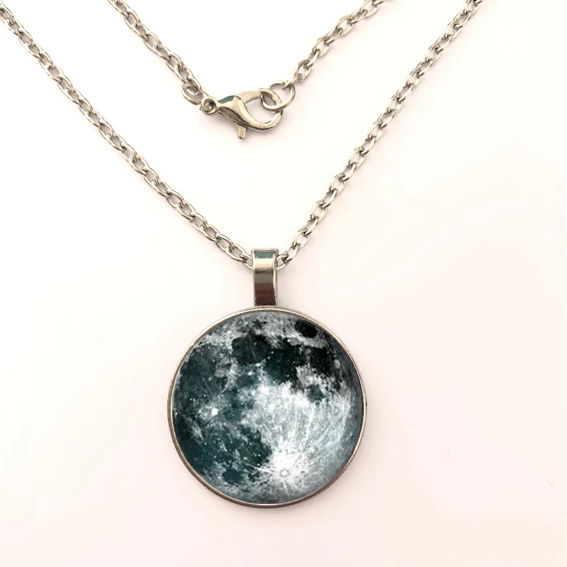 

Nebula Full Moon Space Pendant Glass Pattern Necklace Women Men Gifts Patterned Glass Pendant Necklace Jewelry BO-153