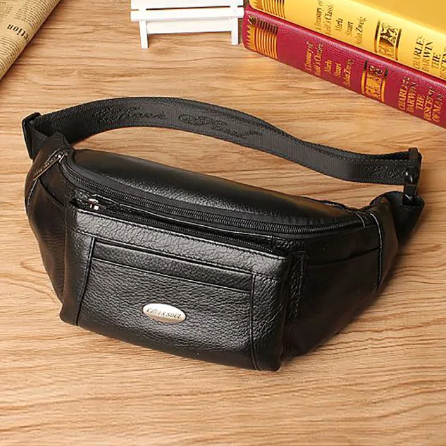 100% Genuine Leather Cowhide Waist Pack Bag For Men Hip Bum Loop Belt ...