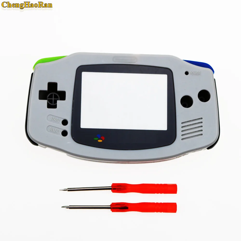 

ChengHaoRan 1set Grey For Gameboy Advance Plastic Shell Case Housing w Screen For GBA case Cover with screwdriver