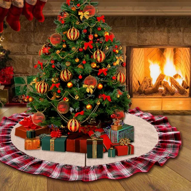 ourwarm 48inch plaid christmas tree skirt ruffle edge xmas tree skirt christmas decorations for home new - Plaid Christmas Tree Decorations ourwarm 48inch plaid christmas tree skirt ruffle edge xmas tree skirt christmas decorations for home new - Plaid Christmas Tree Decorations